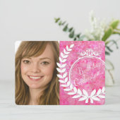 Aangepast roze Bokeh Foto van Birthday Uitnodigen Kaart (Staand voorkant)