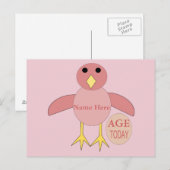 Aangepast roze Briefkaart voor meisje van 10 dagen (Voorkant / Achterkant)