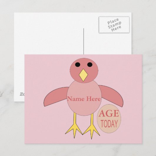 Aangepast roze Briefkaart voor meisje van 10 dagen (Voorkant / Achterkant)