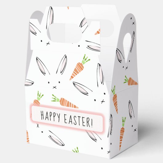 Aangepast roze bunny Rabbit en wortelpatroon Bedankdoosjes (Geopend)