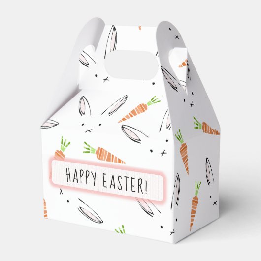 Aangepast roze bunny Rabbit en wortelpatroon Bedankdoosjes (Voorkant Zijde)