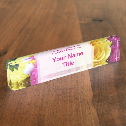 Aangepast roze bureau Naam Bord Vloeiend huwelijk Naambordje (Zijkant)