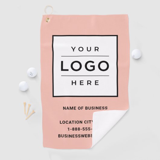 Aangepast roze business naamlogo golfhanddoek (Insitu)