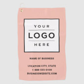 Aangepast roze business naamlogo golfhanddoek (Voorkant)
