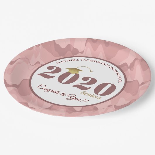 Aangepast roze camouflage Afstuderen Papieren Bordje (Gekanteld)