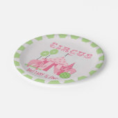 Aangepast roze Circus Birthday Paper Borden Papieren Bordje (Gekanteld)
