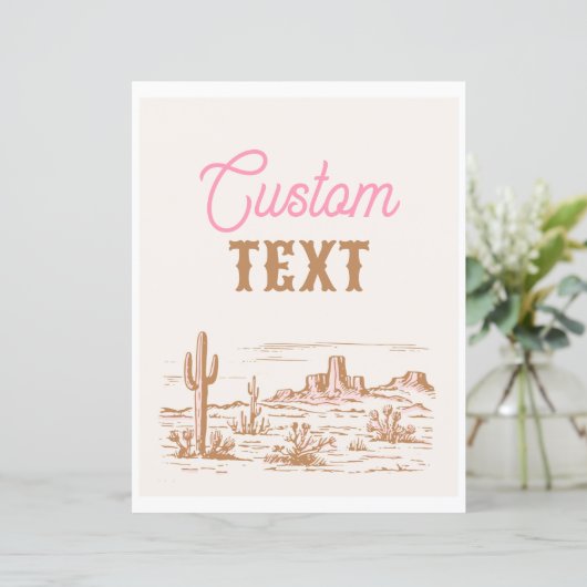 Aangepast Roze Cowgirl Party Teken (Staand voorkant)