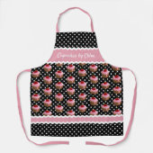 Aangepast roze cupcakes pokadots patroon op zwart schort (Voorkant)
