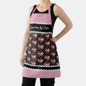 Aangepast roze cupcakes pokadots patroon op zwart schort (Insitu)
