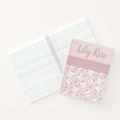 Aangepast roze Cute Cat Pattern Kind Notitieboek (Binnen)