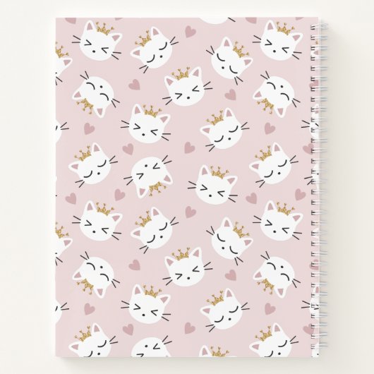 Aangepast roze Cute Cat Pattern Kind Notitieboek (Achterkant)