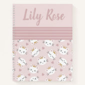 Aangepast roze Cute Cat Pattern Kind Notitieboek (Voorkant)