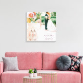 Aangepast roze Damask Monogram Weddenfoto Collage Canvas Afdruk (Insitu (Woonkamer))