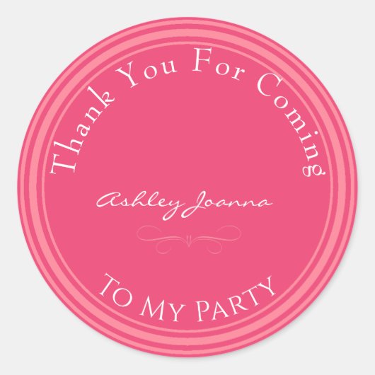 Aangepast roze Dank je Sticker (Voorkant)