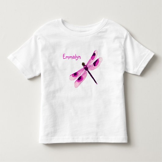 Aangepast roze dragonfly-slaaploze drukker kinder shirts (Voorkant)