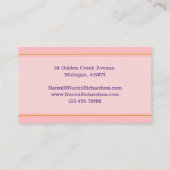 Aangepast roze en goud, QR-code, monogram / vrouwe Visitekaartje (Achterkant)