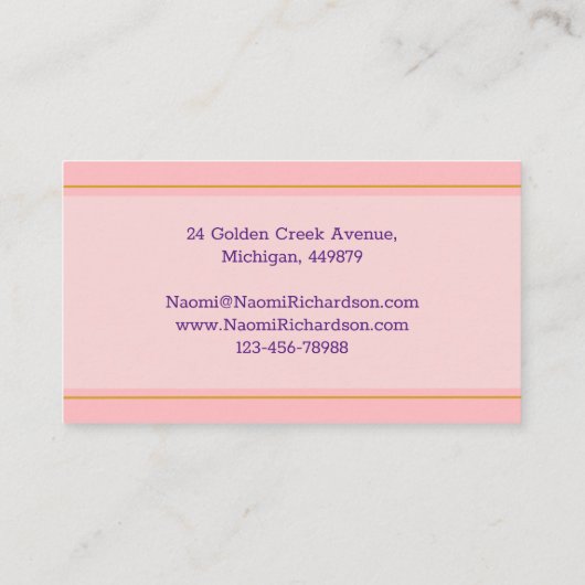 Aangepast roze en goud, QR-code, monogram / vrouwe Visitekaartje (Achterkant)