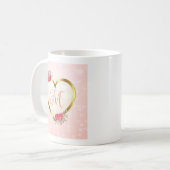 Aangepast roze en gouden hart koffiemok (Voorkant links)