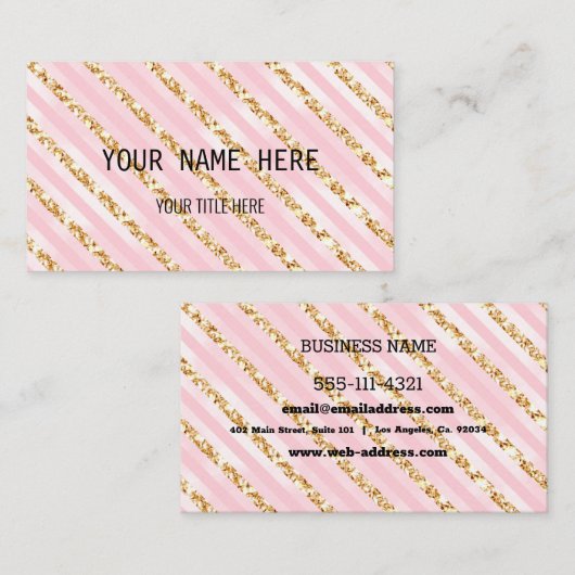 Aangepast roze en goudVisitekaartje Visitekaartje (Voorkant / Achterkant)