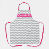 Aangepast roze en grijs chevron-patroon keukenplat schort (Voorkant)