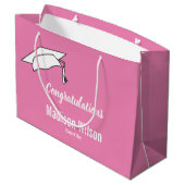Aangepast roze en wit Afstuderen gefeliciteerd Groot Cadeauzakje (Achterkant Gekanteld)