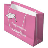 Aangepast roze en wit Afstuderen gefeliciteerd Groot Cadeauzakje (Voorkant Gekanteld)