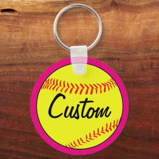 Aangepast roze fasebalteam/coach/speler sleutelhanger (Voorkant)