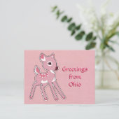 Aangepast Roze Fawn Briefkaart (Staand voorkant)