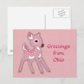 Aangepast Roze Fawn Briefkaart (Voorkant / Achterkant)