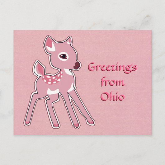 Aangepast Roze Fawn Briefkaart (Voorkant)