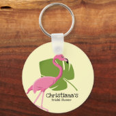 Aangepast roze Flamingo Tropical Vrijgezellenfeest Sleutelhanger (Voorkant)