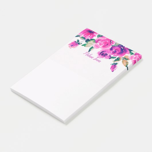 aangepast roze floraal aangepast notitieblok post-it® notes (Schuin)