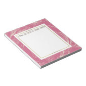 Aangepast roze Floral White en Gold Notitieblok (Schuin)
