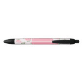 Aangepast roze Floral Zwarte Inkt Pen (Achterkant)