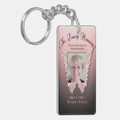 Aangepast roze gedenkteken Engel Wings Foto toevoe Sleutelhanger (Voorkant Links)