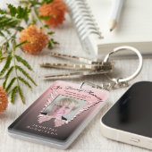 Aangepast roze gedenkteken Engel Wings Foto toevoe Sleutelhanger (Voorkant Rechts)