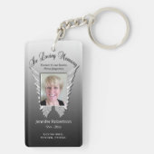 Aangepast roze gedenkteken Engel Wings Foto toevoe Sleutelhanger (achterkant)