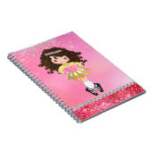 Aangepast roze glam Irish Dance Brunette Girl Notitieboek (Rechterzijde)