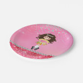Aangepast roze glam Irish Dance Brunette Girl Papieren Bordje (Gekanteld)