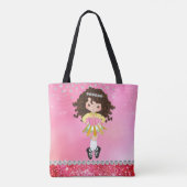 Aangepast roze glam Irish Dance Brunette Girl Tote Bag (Achterkant)