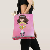 Aangepast roze glam Irish Dance Brunette Girl Tote Bag (Dichtbij)