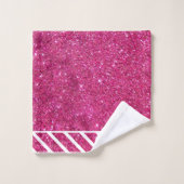 Aangepast roze glitter en witscript moderne artsy bad handdoek (Wasdoekje)