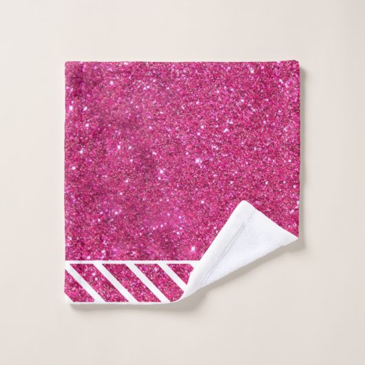 Aangepast roze glitter en witscript moderne artsy bad handdoek (Wasdoekje)