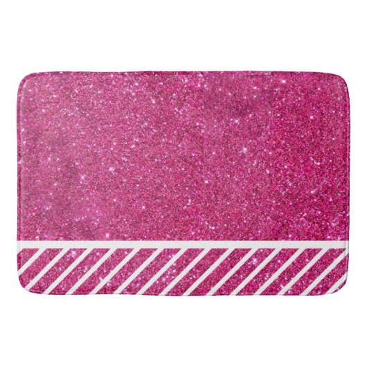 Aangepast roze glitter en witte strepen Moderne ar Badmat (Voorkant)