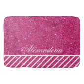 Aangepast roze glitter en witte strepen Moderne ar Badmat (Voorkant)