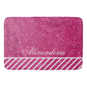 Aangepast roze glitter en witte strepen Moderne ar Badmat