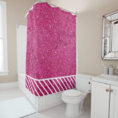 Aangepast roze glitter en witte strepen Moderne ar Douchegordijn (In situ)