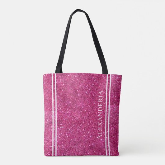 Aangepast roze glitter en witte strepen Moderne ar Tote Bag (Achterkant)