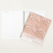 Aangepast roze glitter Girly Monogram Name Planner (Display)