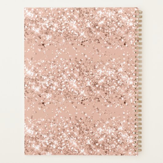 Aangepast roze glitter Girly Monogram Name Planner (Achterkant)